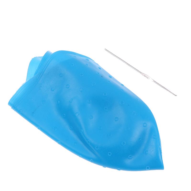 Синяя силиконовая шапочка для мелирования волос с иглой, колпачок для окрашивания, инструменты для укладки волос