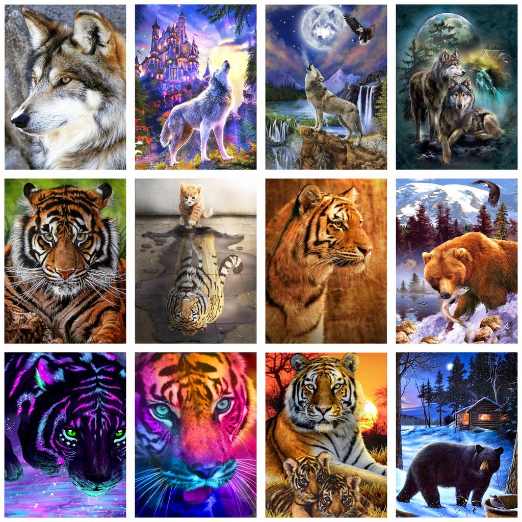 Новый 5D алмазная живопись «сделай сам» животное волк тигр Алмазная мозаика кошка и собака набор для вышивки крестом украшение стены подарок ручной работы