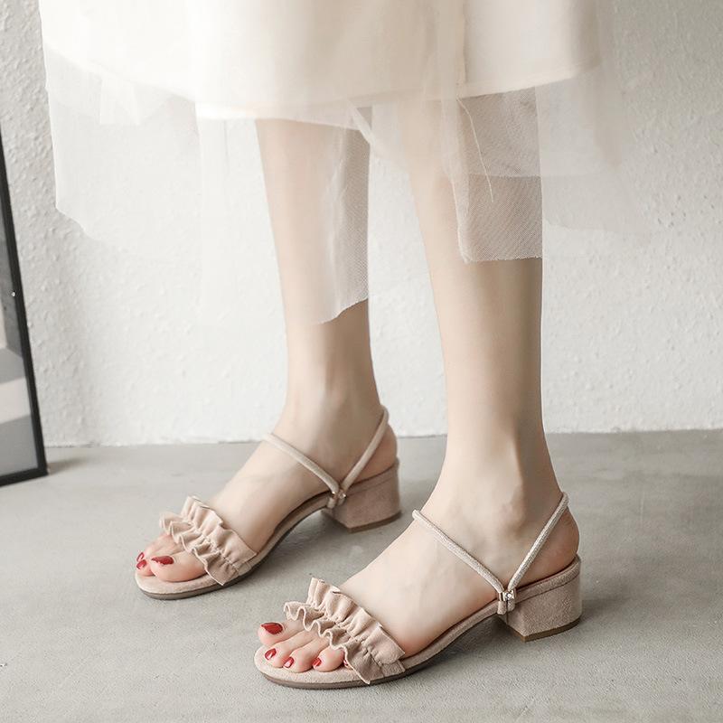 Модные бежевые черные гладиаторские сандалии летние офисные туфли на высоком каблуке женские туфли с ремешком на пряжке повседневная женская обувь большой размер 34-40 Mazefeng