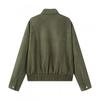 Womens Retro Moto Jacket Short Loose Fit Suede Blazer Fall Winter Streetwear