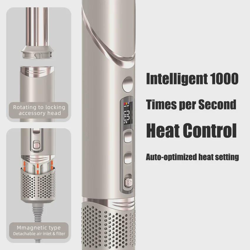 Складной высокоскоростной фен для волос с горячим воздухом и стайлер 8 в 1: Автоматическая завивка, выпрямление волос Гребень