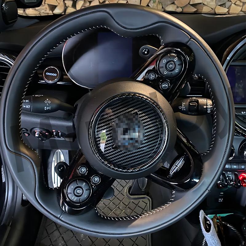Углеродное волокно с узором на руле, кнопка, наклейка, интерьер для MINI Cooper S JCW F60 F55 F54 F56 F57, автомобильный Стайлинг