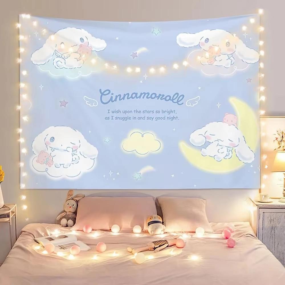 Тканое полотно Sanrio Cinnamoroll с принтом  Мечтательный настенный фон для уютной комнаты в общежитии  Домашний декор Плоская печать