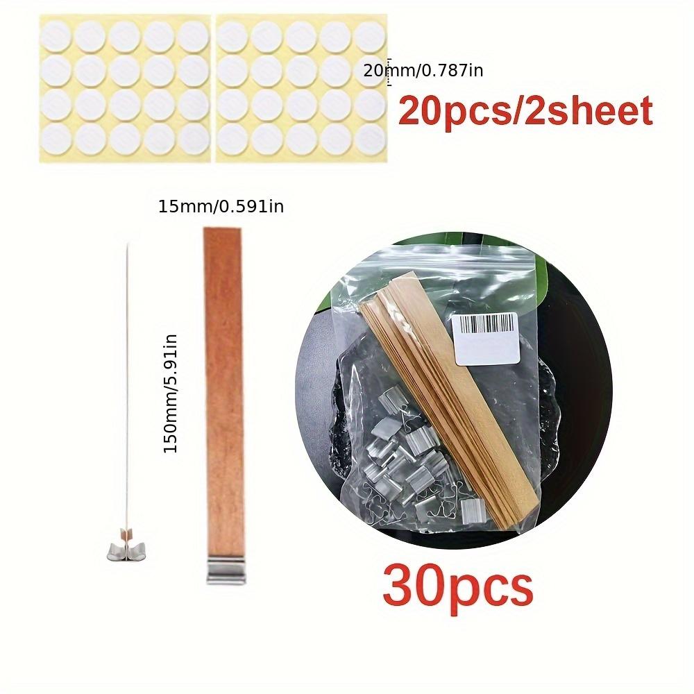 50 шт. Набор для изготовления свечей, высококачественный деревянный фитиль для свечей с зажимом, основа для поделок, плетеный парафиновый воск, горящий бездымный фитиль, наклейки