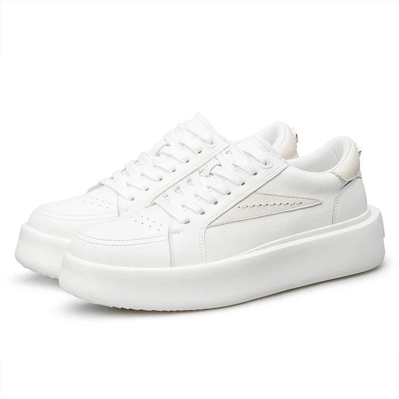 Модная повседневная кожаная вулканизированная обувь, британская натуральная кожа, толстая подошва, дизайнерская модная обувь на плоской подошве, новая трендовая обувь для ходьбы