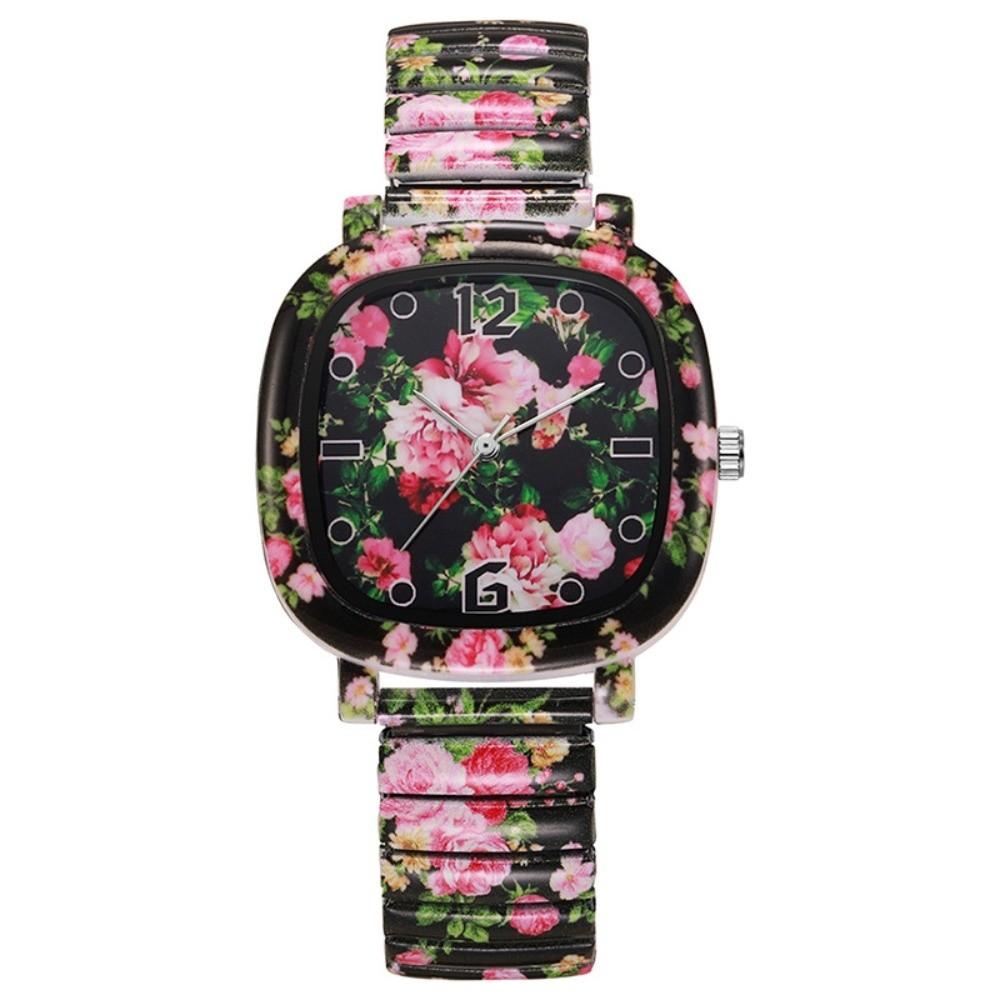 Elastic Quartz Bracelet Watch Stainless Steel Stretch Strap Watch Square Wristwatch Women