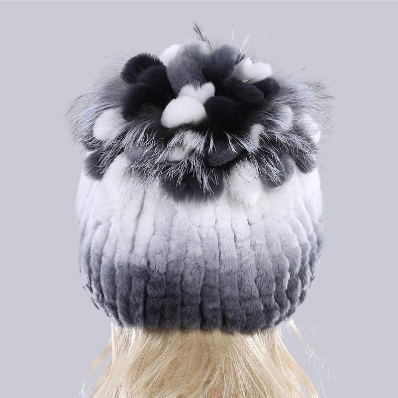 Горячая Распродажа Россия Зима Качество Натуральная Меховая Шапка Натуральная Теплая Шапка из Меха Кролика Рекс Леди Теплая Вязаная Подлинная Шапка из Меха Кролика Рекс