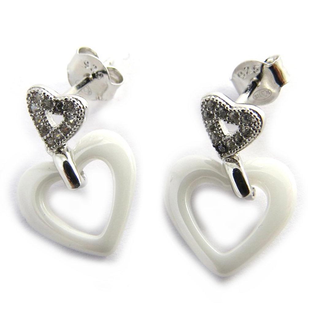 Les Trésors De Lily [N3025] - Серьги серебряные "Любовь" серебро белое (керамика)