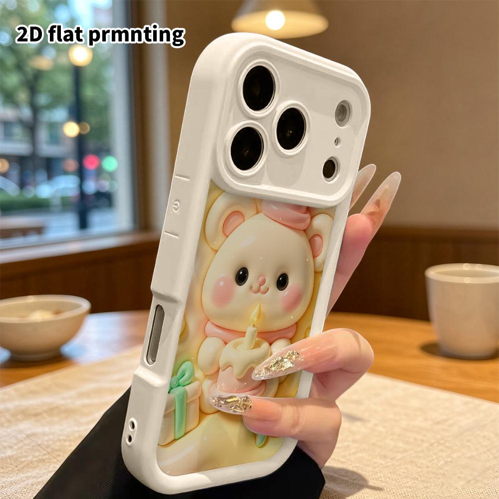 Чехол для телефона: 2D плоский дизайн, подходит для iPhone 18 17 16 15 14 13 Pro, плюшевый мишка на день рождения, идеальный подарок на Рождество и Хэллоуин