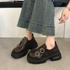 Women Platform Vintage Shoes Black Oxford Shoes Autumn Brown PU Leather Loafers Women Fashion Female Thick Sole Shoes