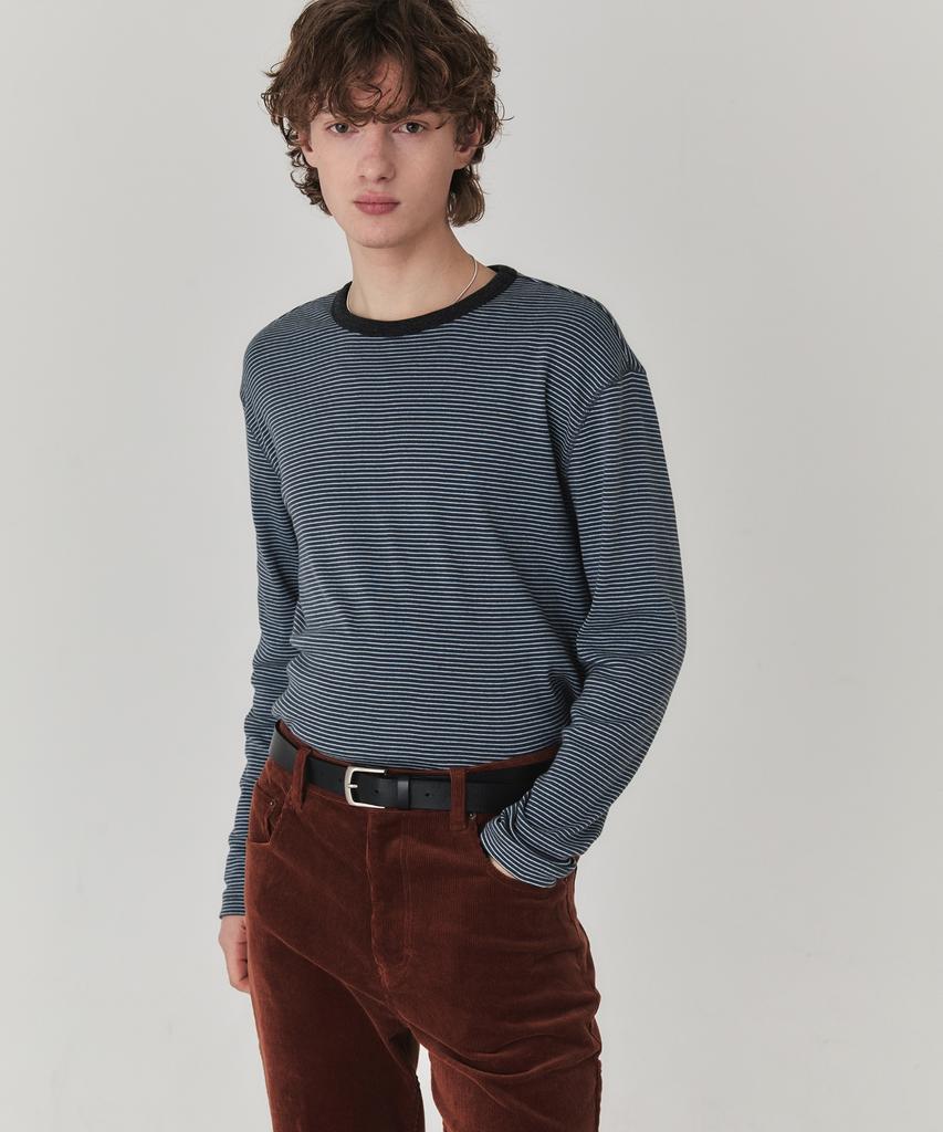 KINETO Blend Stripe Long Sleeve Top_Blue Gray