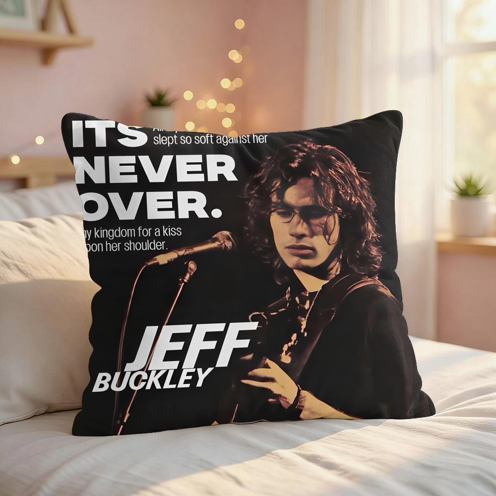 JJeff BBuckley Singer Cushion Cover Silky Short Plush Invisible Zipper Dustproof Sofa Pillow Case For Home Decor