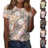 Women's Short Sleeved Round Necked T-shirt, Fashionable Floral Printed T-shirt, Casual Top, Shoulder Length Short Sleeved Top