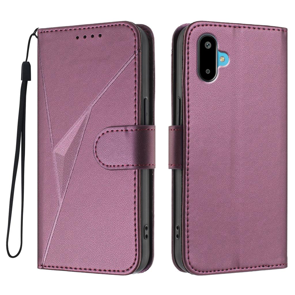 For Samsung Galaxy M16 5G/Galaxy F16 5G Case Triangle Imprint Leather Phone Cover with Lanyard