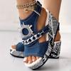Stylish Women's Rhinestone Chain Sandals - Comfortable Slingback Peep Toe Wedges with Ankle Strap Buckle - Perfect for Summer Platform Fashion
