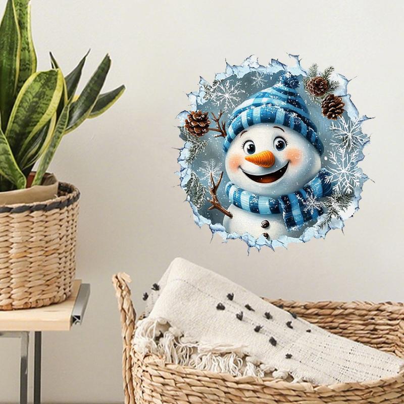 3D Наклейка на стену «Снеговик», самоклеящаяся наклейка для украшения гостиной, спальни и прихожей