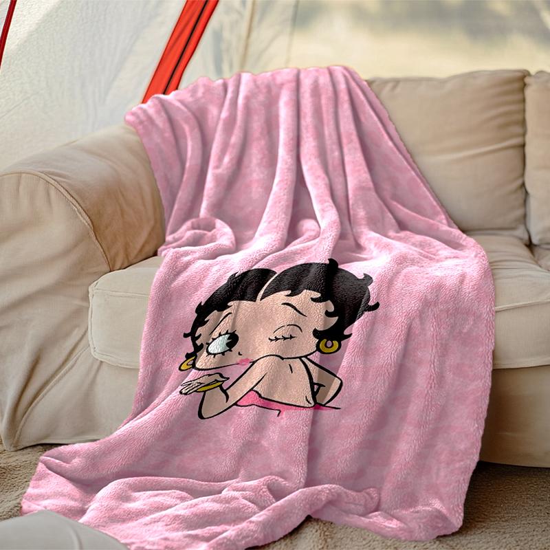 1pc Betty Boop Blanket, Super Cozy Printed Home Blanket, All-Season Warmth