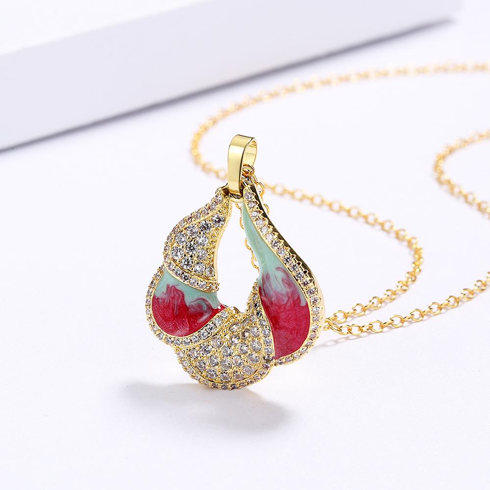 925 Красочная эмаль Эпоксидная смола Белый циркон Подвеска Ожерелье Для Дам Вечеринка по случаю дня рождения Высокое качество Модная бижутерия Подарок