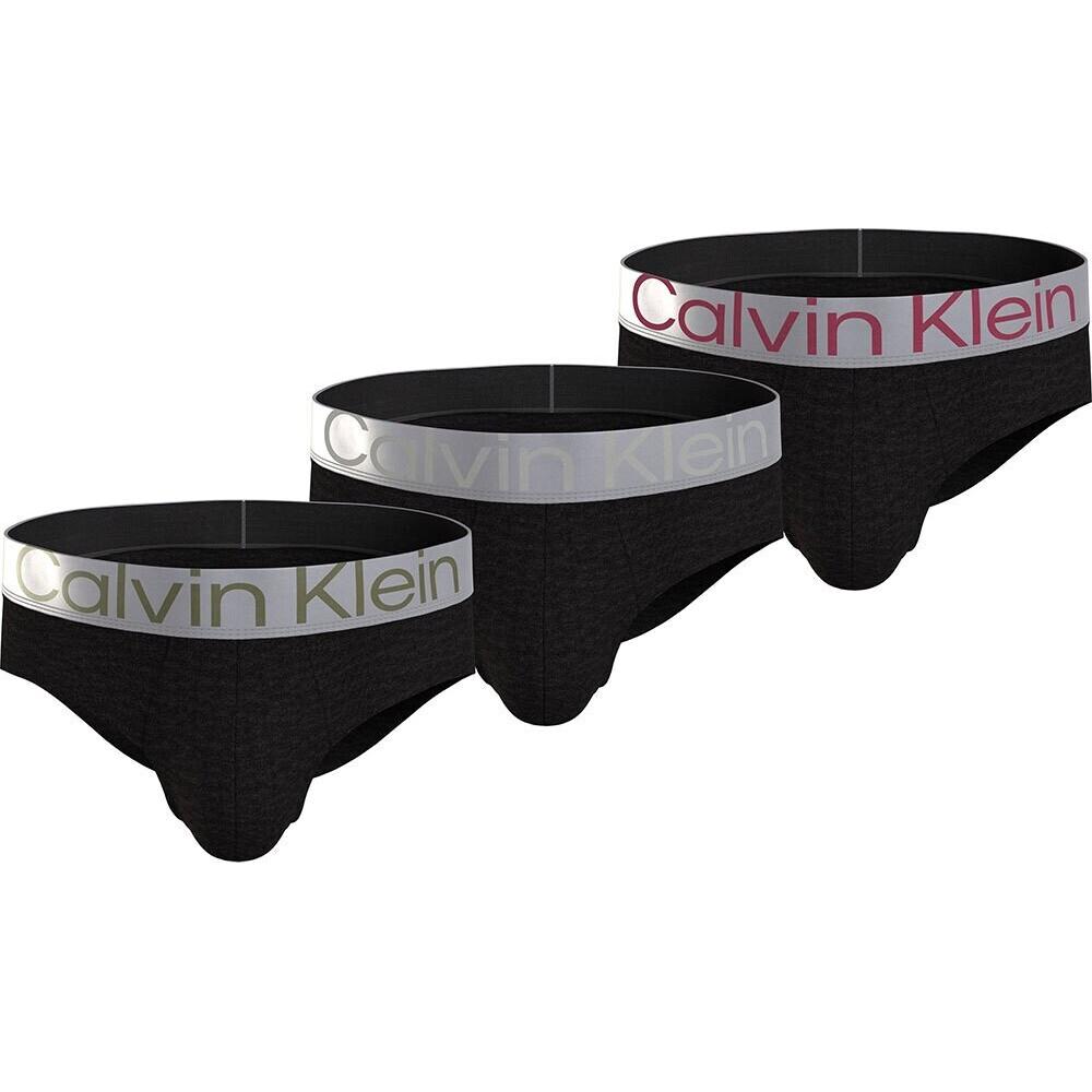 Calvin Klein Удобные минималистичные треугольные трусы с буквенным принтом, 3 шт., мужское нижнее белье 000NB3129A-GIW