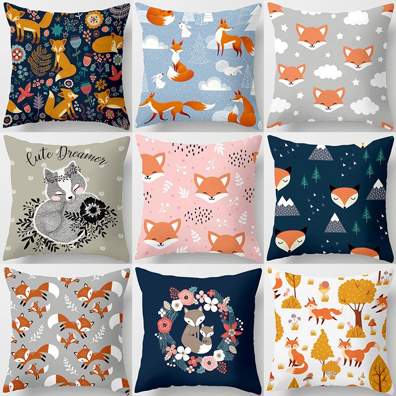 Домашний декор, мультяшная лиса, животное, подушка, наволочка, подушка, украшение для дивана, наволочка
