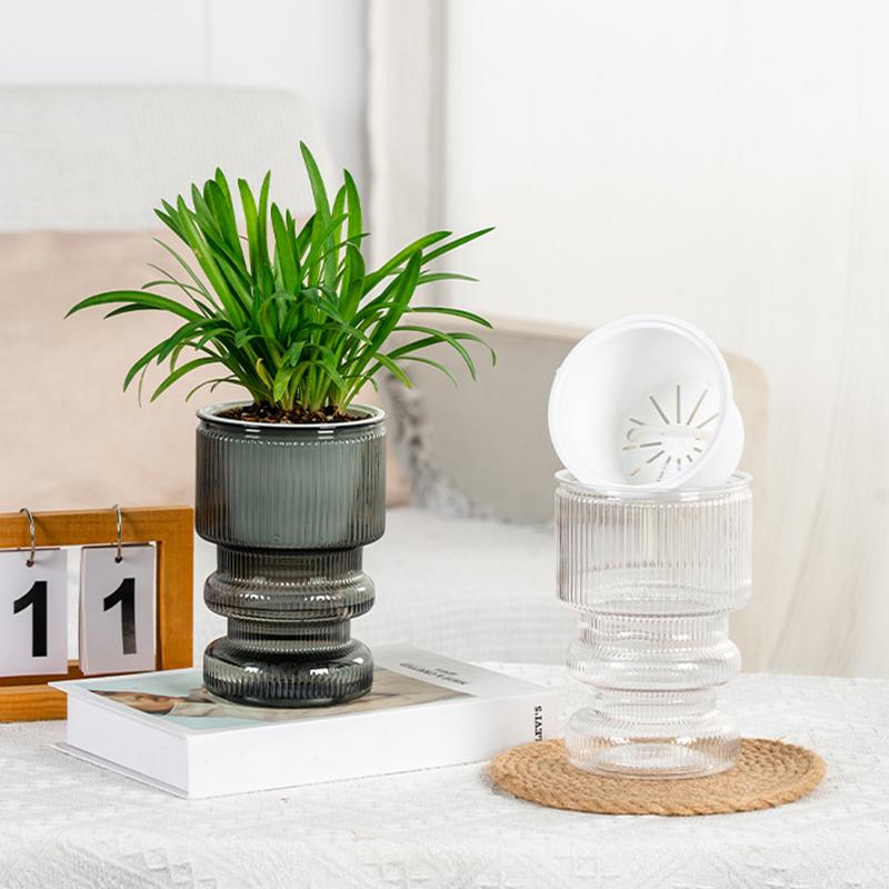 1 шт. Двухслойный однотонный горшок для выращивания цветов в почве, декоративный горшок, настольные украшения, 3 цвета