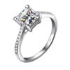 Bague Ringen 1CT Обручальное кольцо с муассанитом принцессы огранки D Цвет Пасьянс с бриллиантом Обещание для свадьбы S925 Серебряные украшения