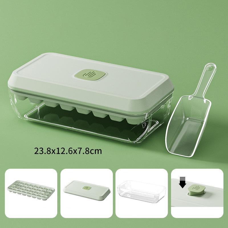32 Grid Silicone Ice Cube Tray Mould With Lid Shovel Storage Box Remove With One Click Ice Maker DIY Whiskey Cocktail Tools
