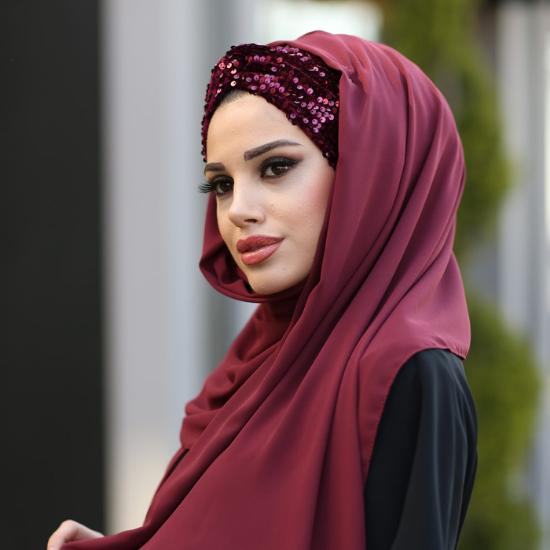 Differenza Роскошный хиджаб-шарф Абая из шифона Мусульманские женщины носят свадебные тюрбаны
