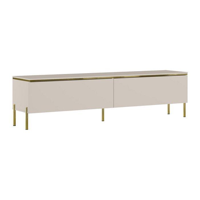 Meuble TV avec 2 portes - Beige et doré - VUKIA
