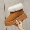 Женские зимние ботинки большого размера на толстой подошве 2025 новая модная пушистая теплая обувь на толстой подкладке для женщин