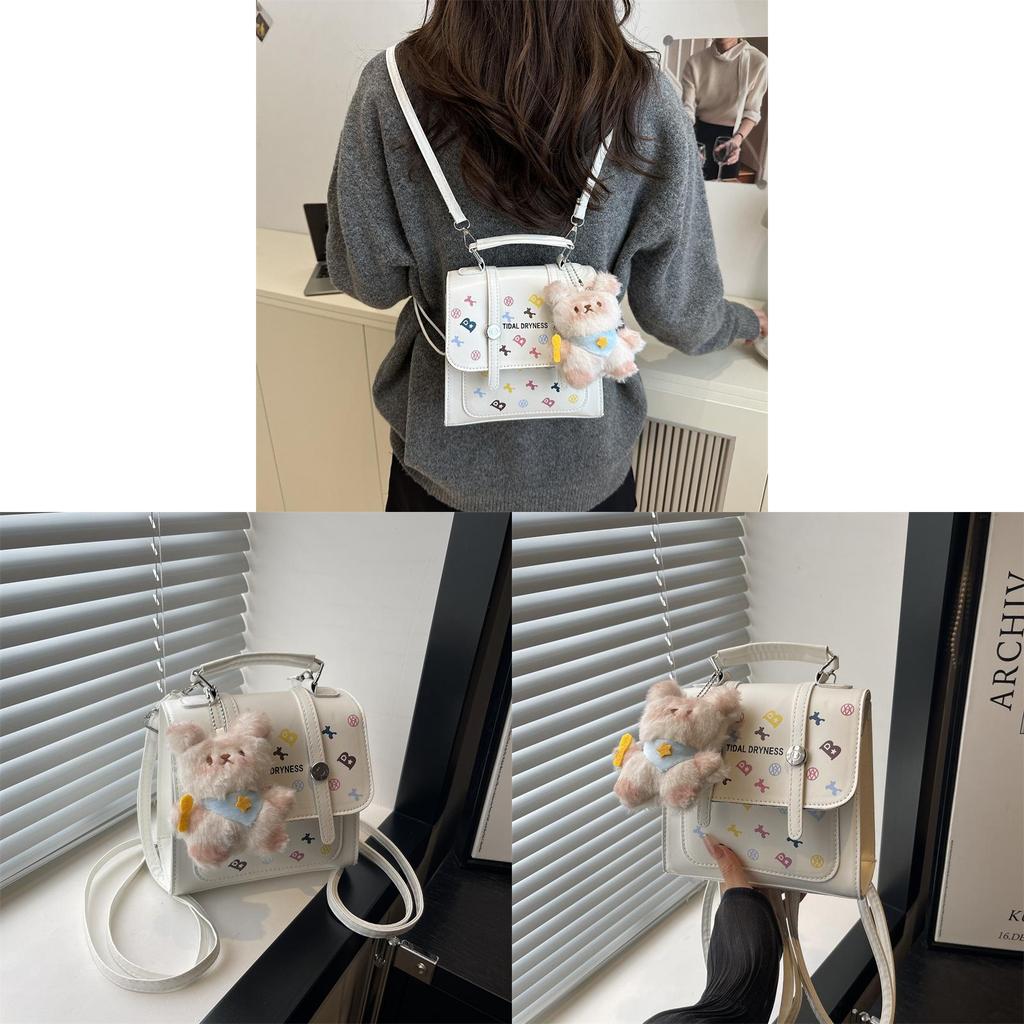 Retro Bag With Flap Closure Pu Material Street Style Daily Use For Students