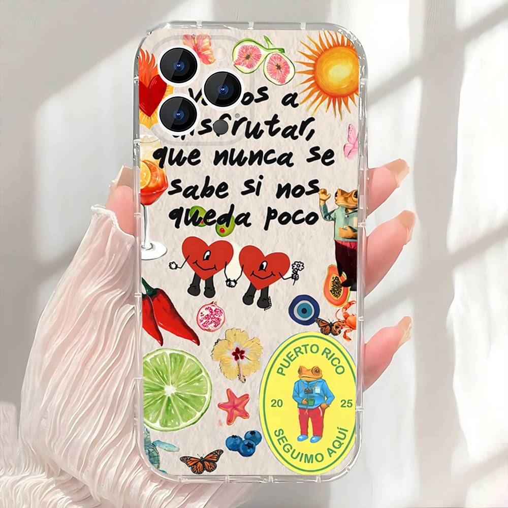 Чехол для телефона D-DtMF B-Bad B-Bunny для iPhone 17,16,15,14,13,12,11 Pro,Max,Plus,X,XS,XR,SE4,E Mini Прозрачный Мягкий Чехол
