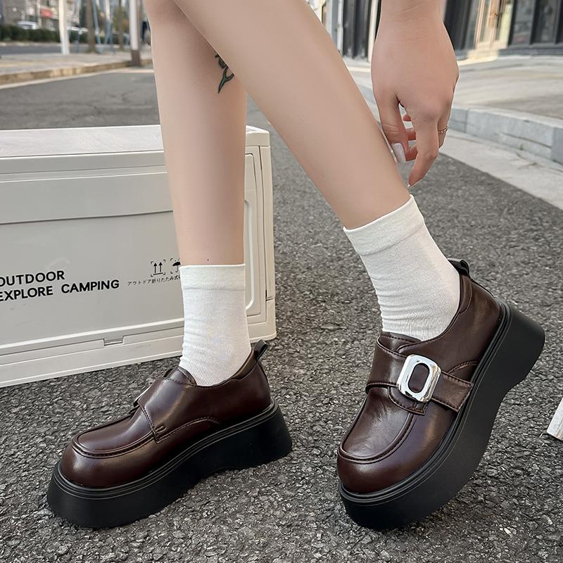 Spring/Autumn New Style Round Toe Thick Sole Increased Comfortable High Heels Fashionable Elegant Student Casual Shoes for Women