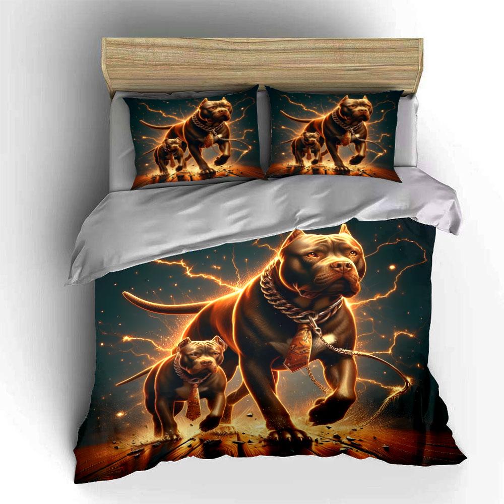 "Dog Art Print Decoration Set" Bedding Set with 1 Duvet Cover 2 Pillowcases Single Double King Queen, Gift