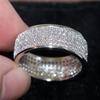 925 Silver Women Ring Round Inlaid White Zircon Ring for Women Men Engagement Wedding Jewelry Gift