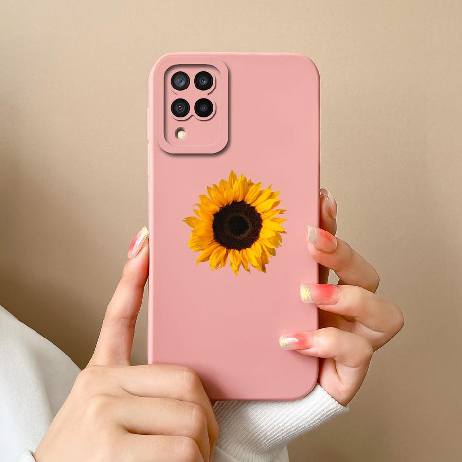 Для Samsung M22 M32 Чехол Расписные Цветы Улучшенный Жидкий Силикон Защита Камеры Задняя Крышка Телефона Для Galaxy M 32 M 22 Fundas