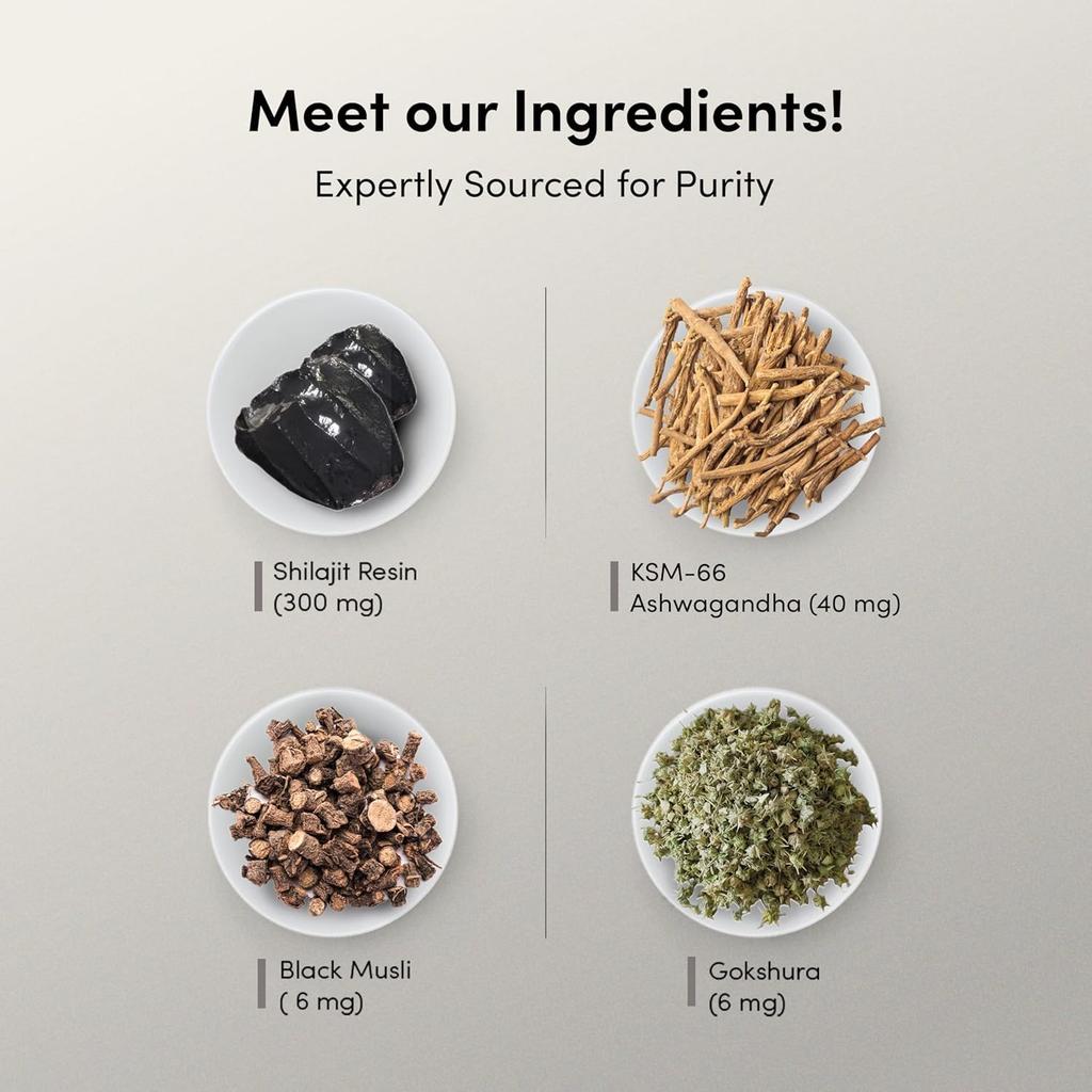 Man Matters Чистый гималайский мумиё/шиладжит в форме жевательных конфет с 75% фульвовой кислотой и KSM 66 ашвагандой