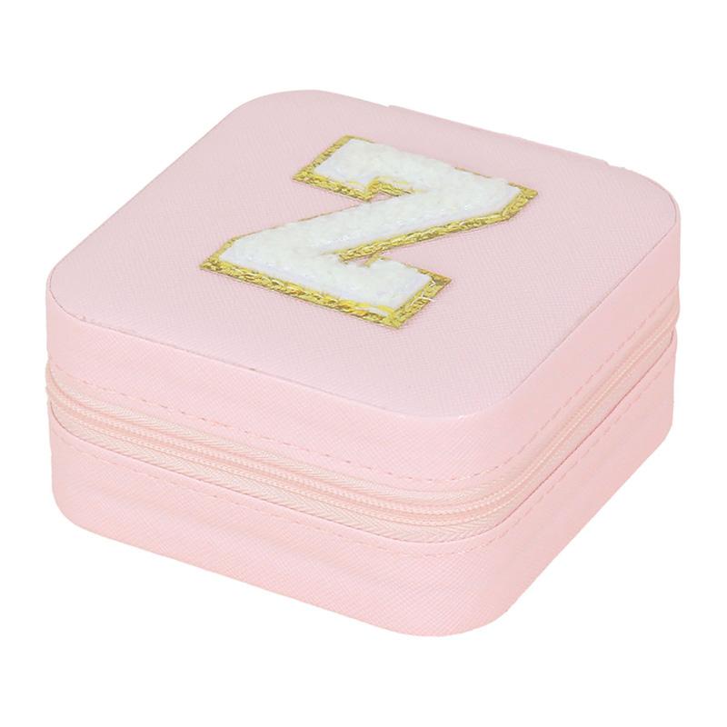 1PC Personalized Portable Jewelry Box for Women Girls Jewelry Case Small Jewelry Storage Pink Initial Letter
