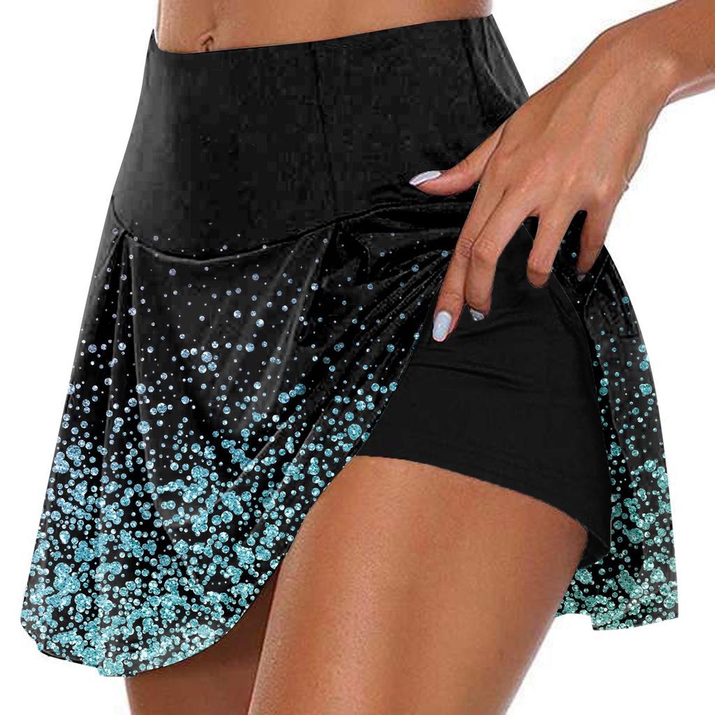 Women's Athletic Stretchy Pleated Tennis Skirts Run Yoga Inner Shorts Elastic Sports Golf Skorts Printing