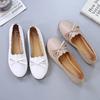 Женская обувь Роскошная кожа Повседневные мокасины с круглым носком и бантом Женские балетки Новинки и низкая цена Элегантная модная А