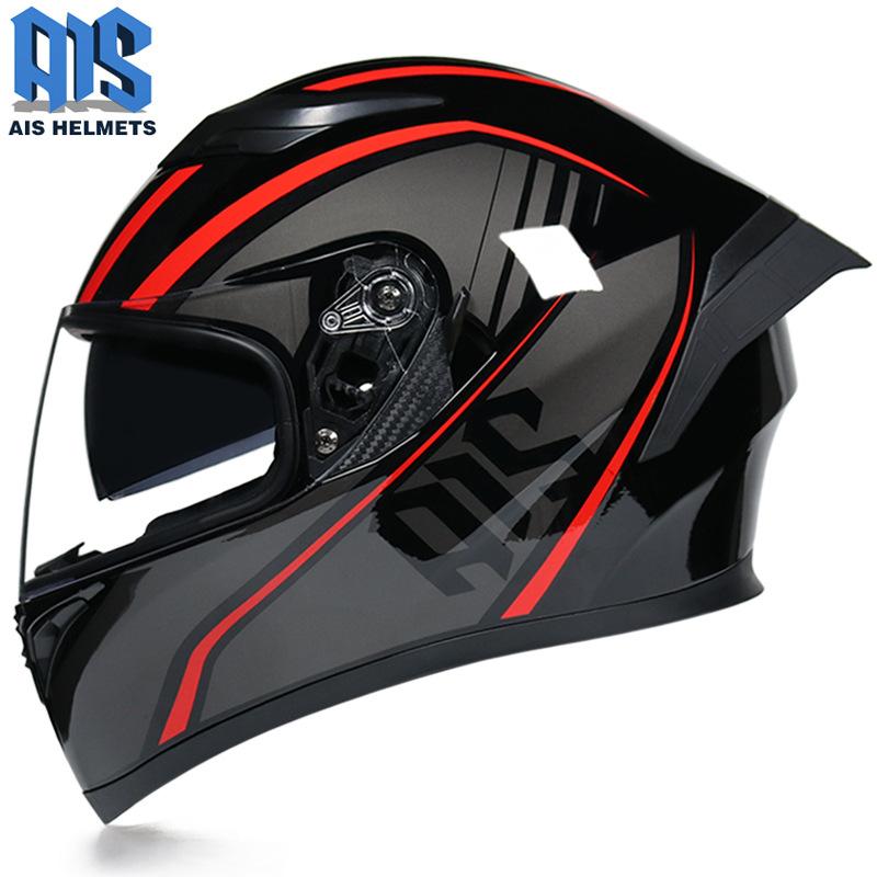 Aishi Men And Women's Electric Motorcycle Helmet Full Helmet Overlay Style Personalized Cool Rider Motorcycle With Bluetooth Horn