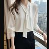 White Shirt Women's Summer Niche Top Professional Casual Long Sleeved Temperament Chiffon Shirt