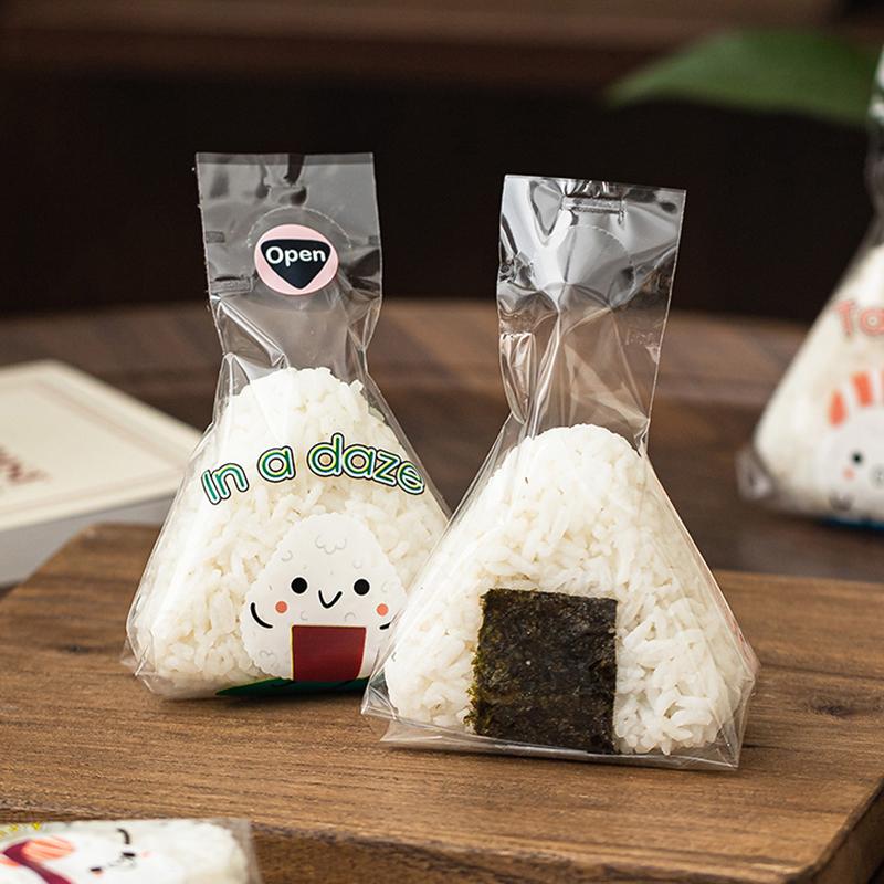50/100 шт., симпатичные мультяшные треугольные рисовые шарики, упаковочная сумка, водоросли, онигири, суши, бэнто, форма для приготовления, аксессуары для бэнто, сумки для суши
