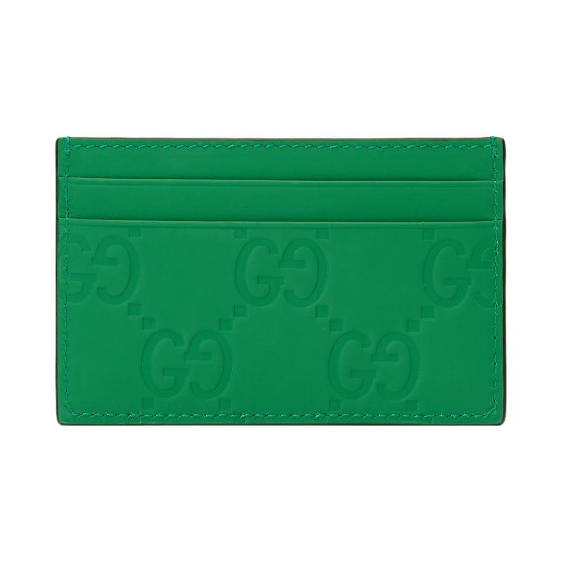 Gucci Кожаный держатель для карт с логотипом Double G Мужской держатель для карт Зеленый 771315-AAC38-3727