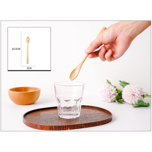 SITEDAN Wooden Muddler Spoon, Dessert Spoon, Ice Cream Spoon, Small Coffee Spoon, Cute and Stylish, for Commercial Use, Beverage Shops, and Home Use (