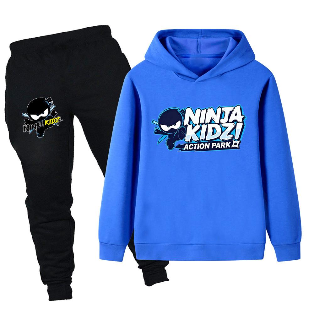 PB1174 Детские Мальчики Девочки NINJA KIDZ С принтом Длинный рукав Худи Брюки Верх Штаны Комплекты одежды