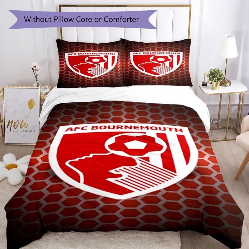 Soccer Ball Afc Crest Printed Pattern Duvet Cover Set – includes 1 duvet cover and 2 matching pillowcases Bedroom decor Christmas gifts
