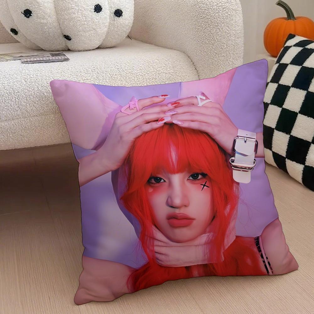 Quirky Korean Beautiful Singer SSong Yuqi Cushion Cover Throw Pillow Cover Hidden Button Durable Polyester Chair Cushion