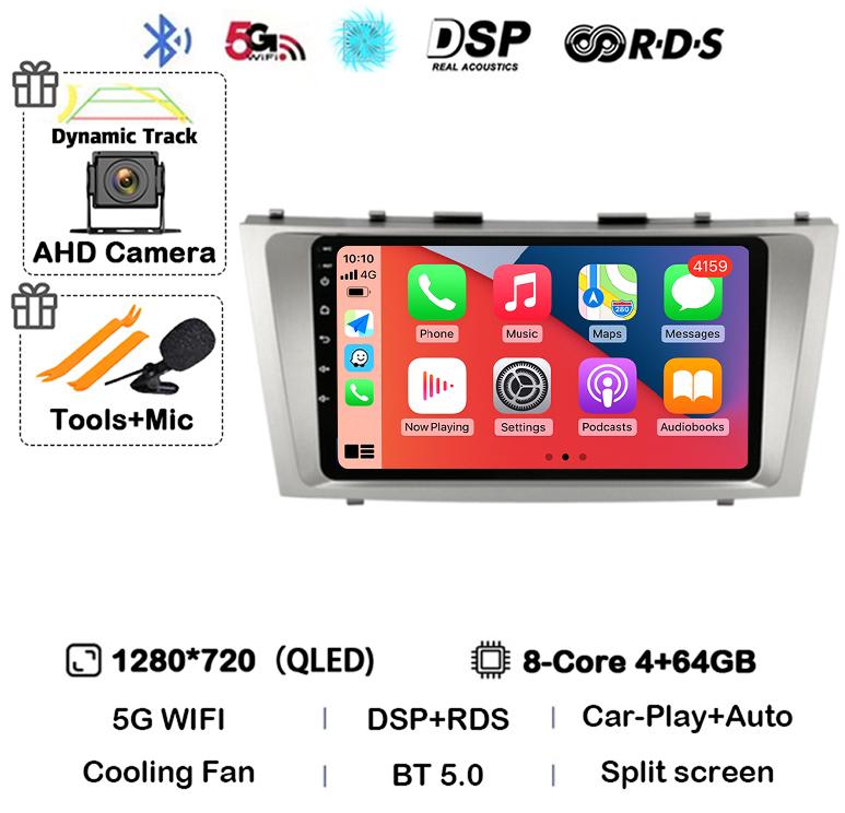 Android 14 Carplay Wifi+4G автомобильное радио для Toyota Camry 7 XV 40 50 2006-2011 4G мультимедийный плеер навигация GPS стерео 360 камера