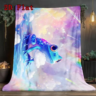 Rainbow Frog 2D Flat Pattern Flannel Blanket High Quality All Seasons Warmth and Comfort Perfect for Christmas Gifts.PMT0914256